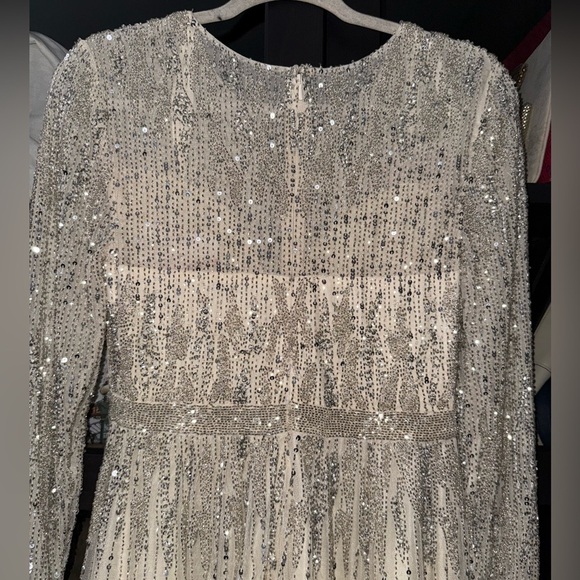 MAC DUGGAL High Neck Long Sleeve A Line Mini Dress - Size 8 - Picture 14 of 17